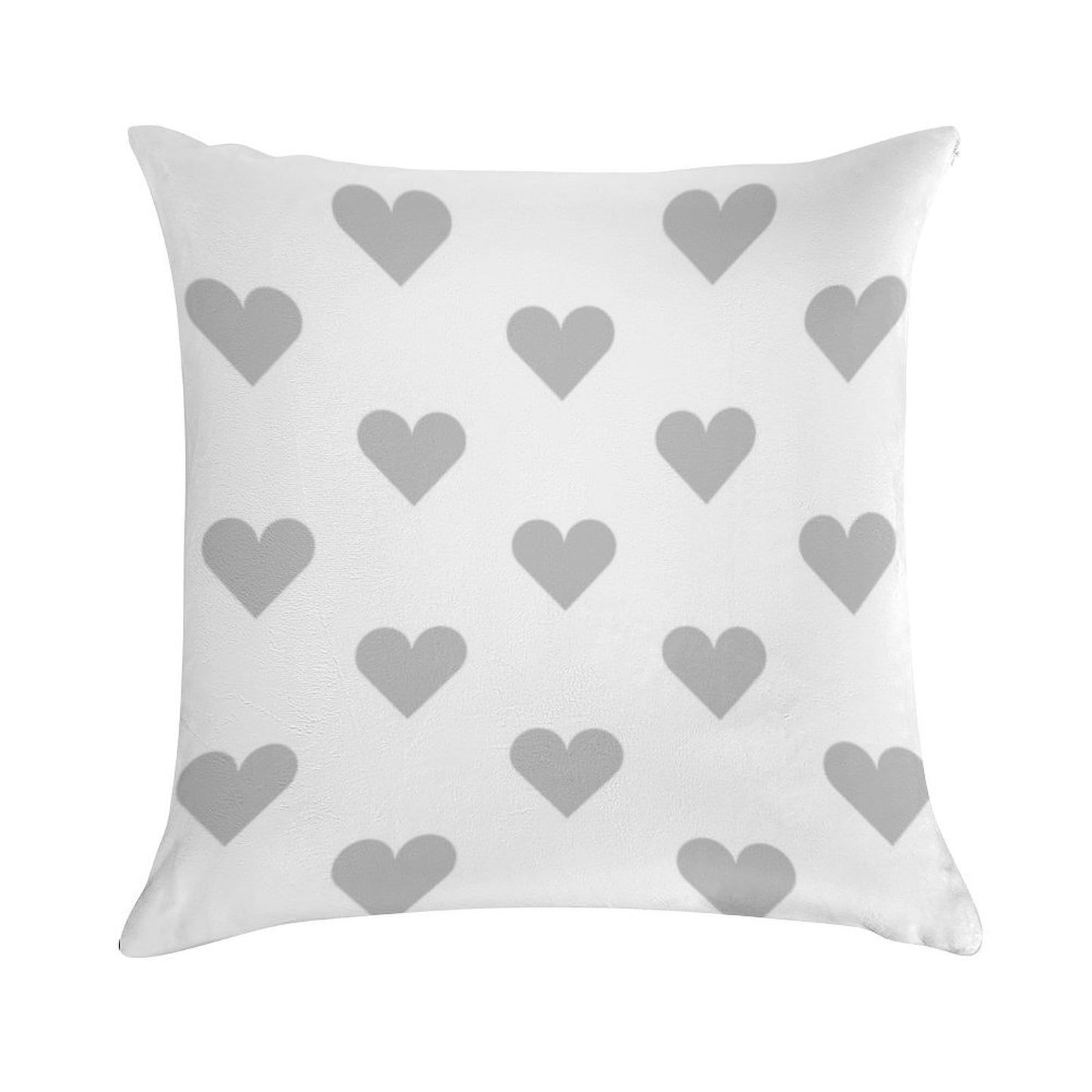 Medium SILVER GREY And WHITE LOVE HEARTS Soft Gift Ready Throw Pillow