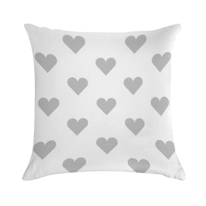 Medium SILVER GREY And WHITE LOVE HEARTS Soft Gift Ready Throw Pillow