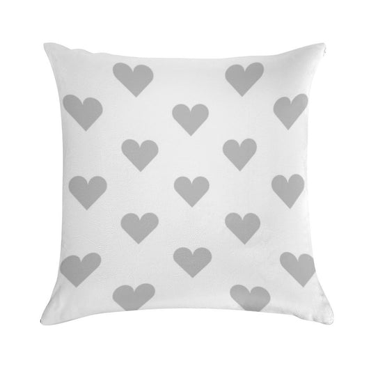 Medium SILVER GREY And WHITE LOVE HEARTS Soft Gift Ready Throw Pillow