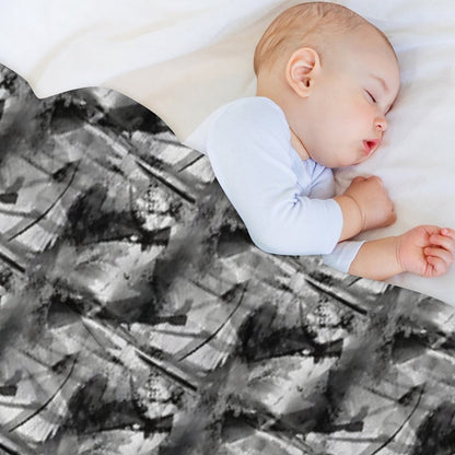 Grunge Monochromatic Grayscale Pattern Sustainable Throw Blanket