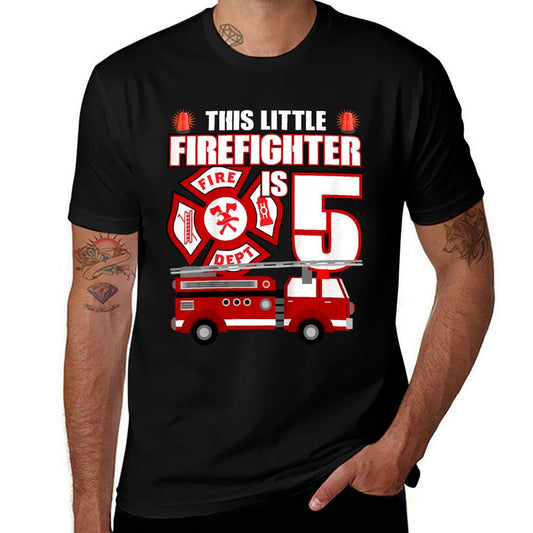 5 Year Old Firefighter Birthday Party Fire Truck 5th Gift  Vintage-inspired T-Shirt