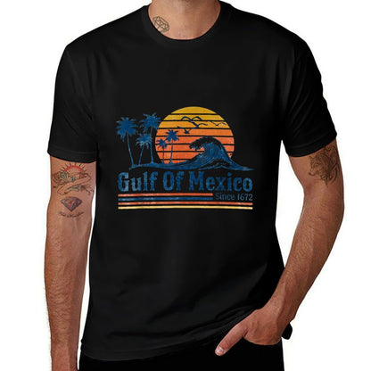Gulf of Mexico Since 1672 Retro Vintage Beach  Heathered Texture T-Shirt