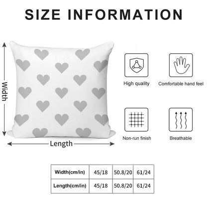 Medium SILVER GREY And WHITE LOVE HEARTS Soft Gift Ready Throw Pillow