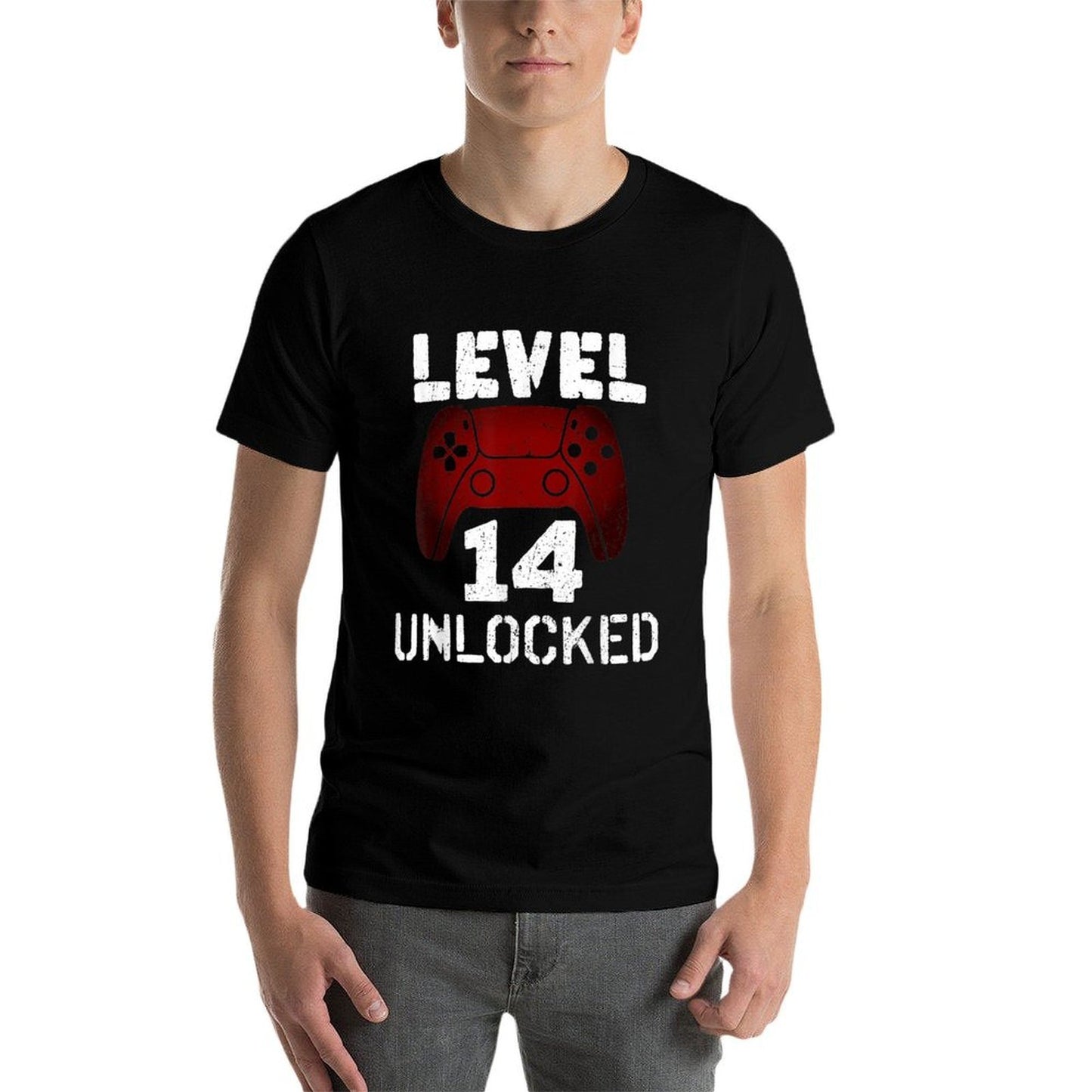 Level 14 Unlocked Funny Video Gamer 14th Birthday  Trendy Pattern T-Shirt