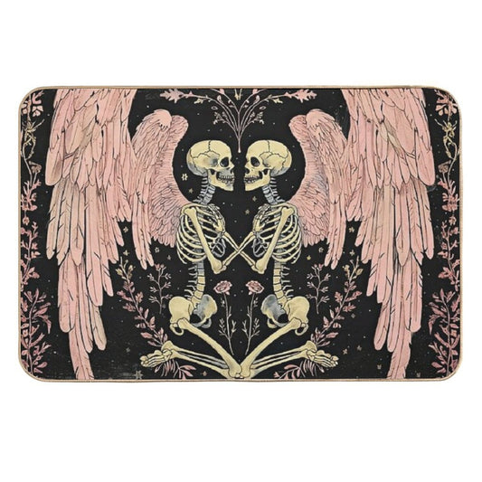 Pink Skeleton Angels And Roses Durable Bath Mat