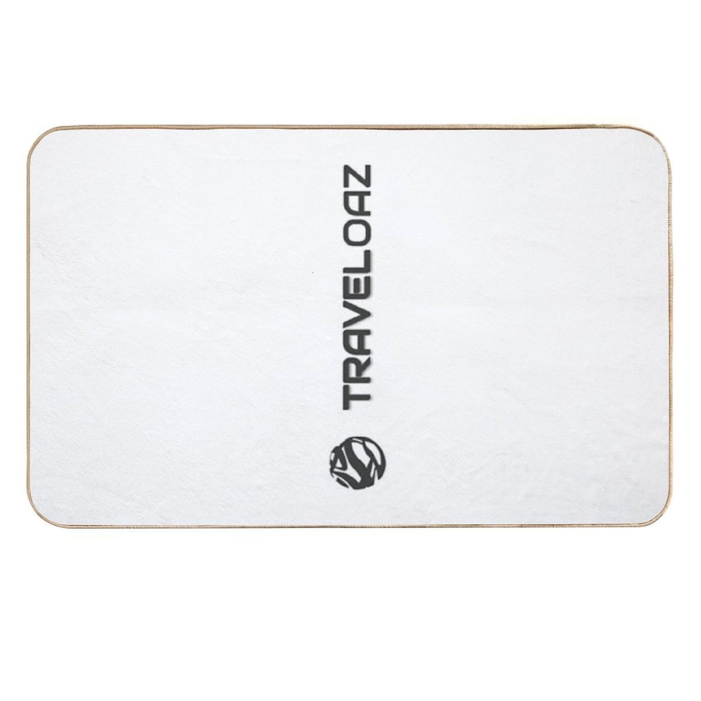 Vertical Version of TravelOAZ Monochromatic Pantone Normal Size Full Logo  Rapid-Drying Bath Mat