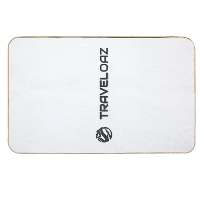 Vertical Version of TravelOAZ Monochromatic Pantone Normal Size Full Logo  Rapid-Drying Bath Mat