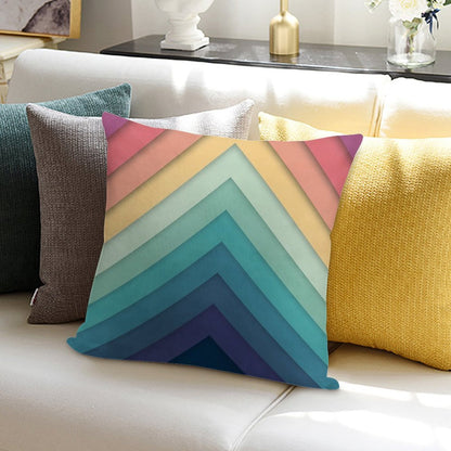 Retro Chevrons 002 Soft Short Plush Fabric Throw Pillow