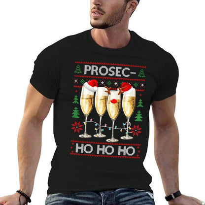 Funny Prosec Ho Ho Ho Christmas Prosecco Santa Hat Wine Sweatshirt  Quick-drying T-Shirt