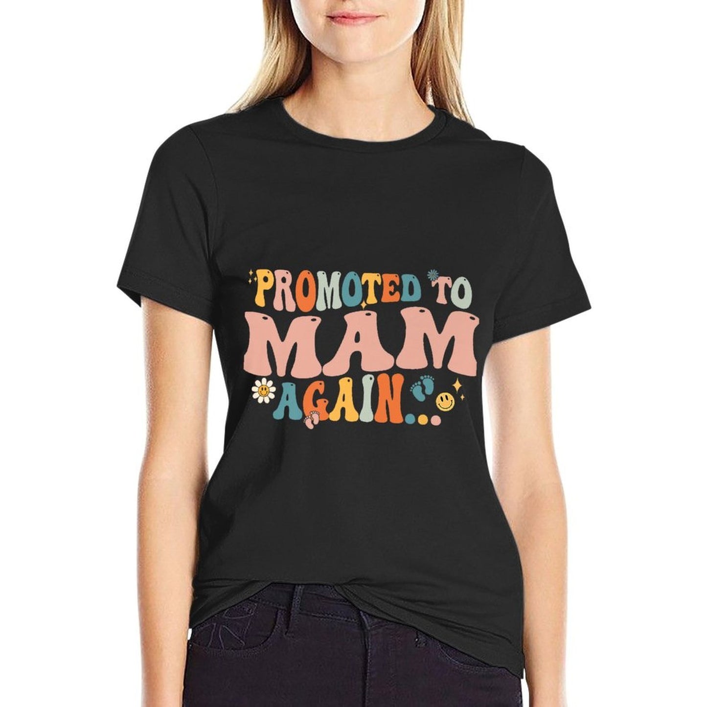 Groovy Promoted to Mam Again Fathers Day Premium  Oversized Silhouette T-Shirt