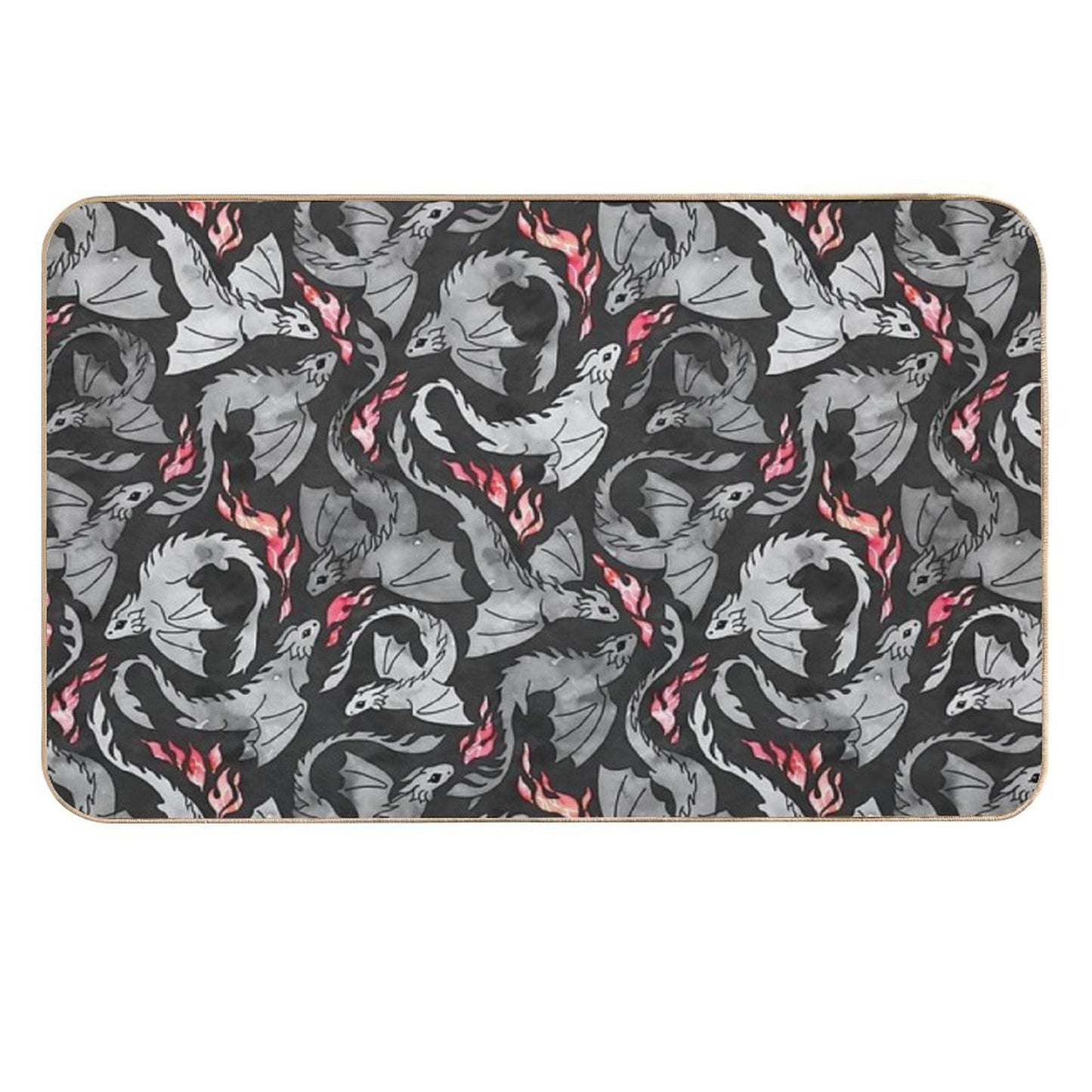 Dragon Fire Dark Grey And Black Durable Bath Mat