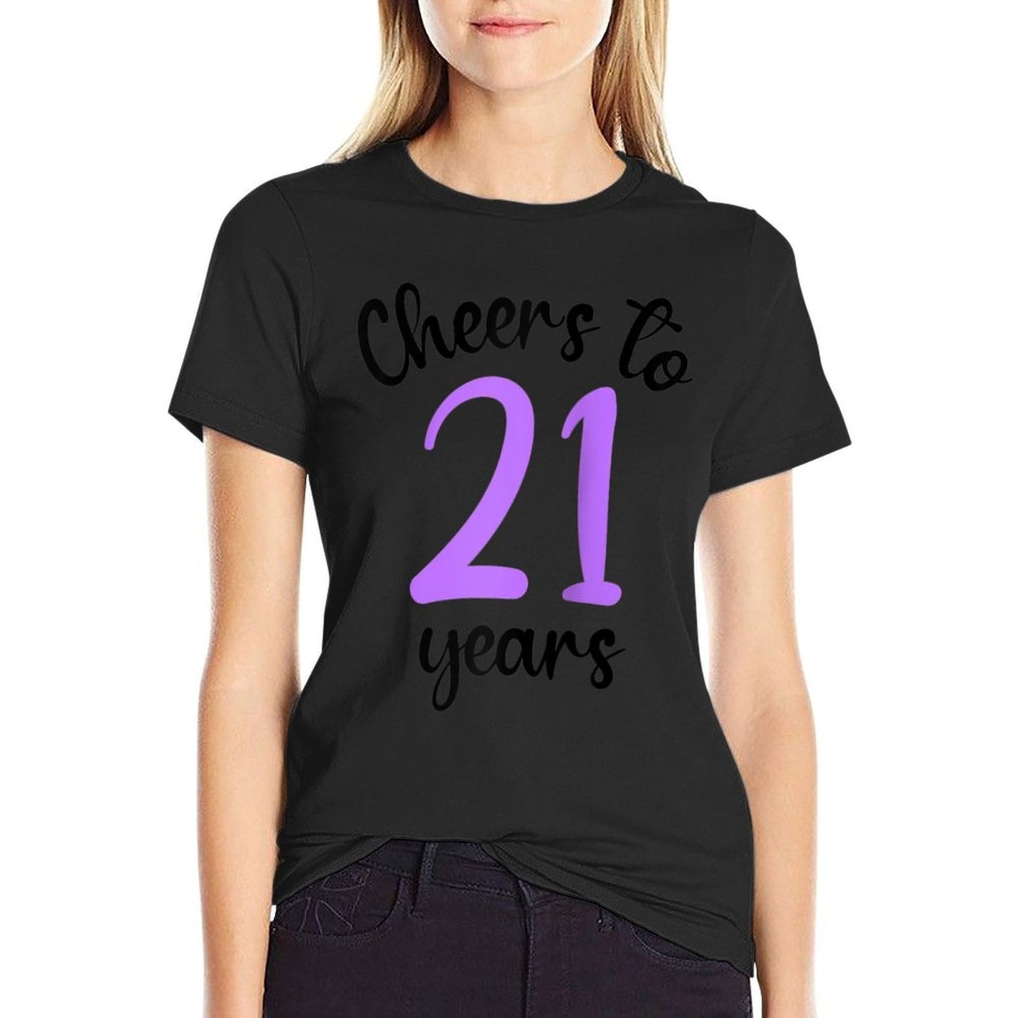 21st Birthday Cheers To 21 Years Purple 21st Birthday Raglan Baseball  Trendy Pattern T-Shirt