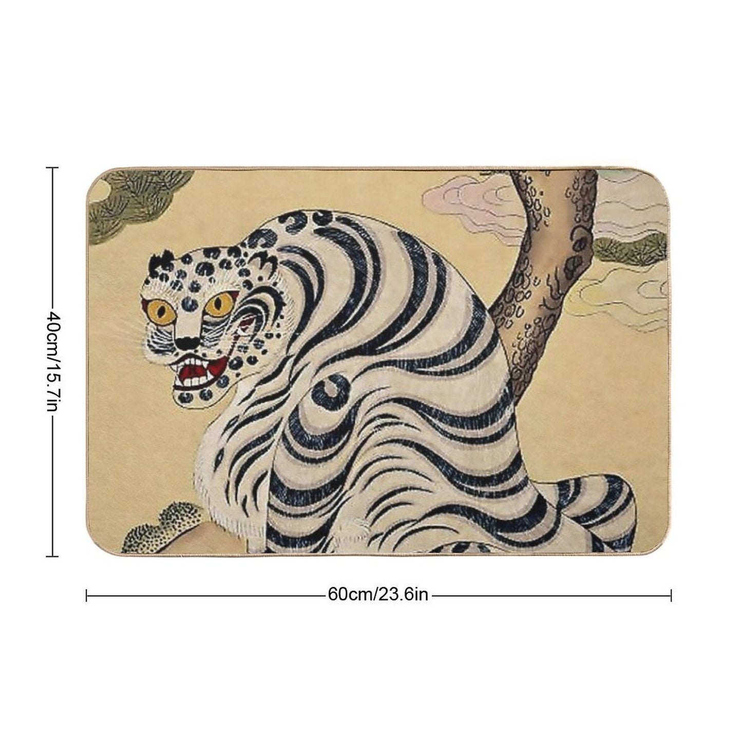 Korean Striped Tiger Minhwa  Repositionable Bath Mat