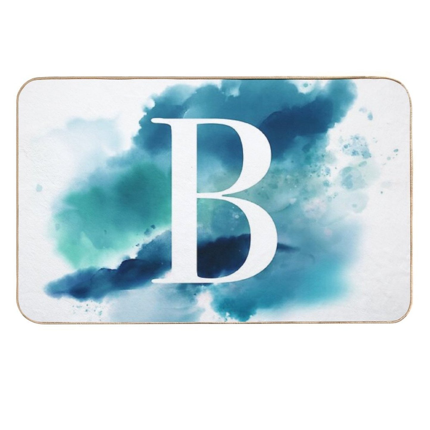 Blue Watercolour Monogram B Letter  Odorless Bath Mat
