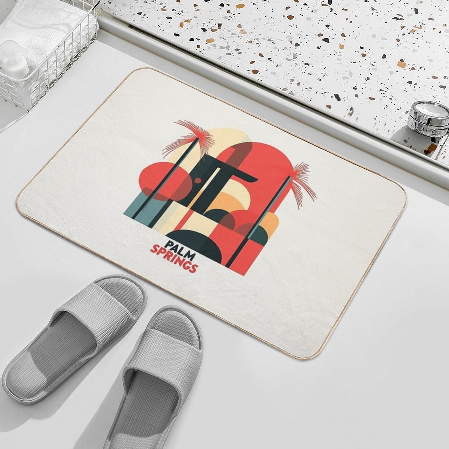 Palm Springs Mid-Century Modern Abstract Design  Long-Lasting Bath Mat