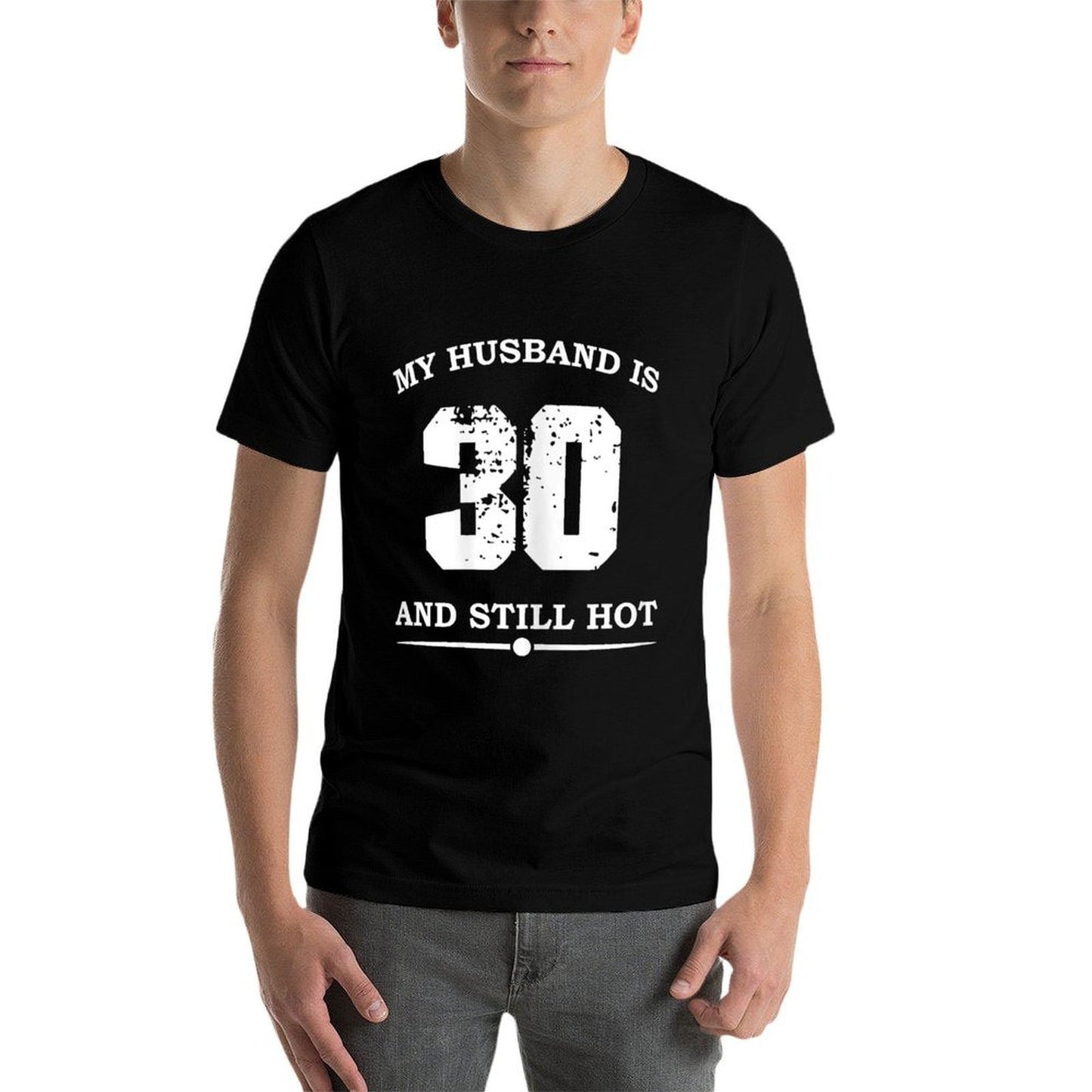Womens My Husband Is 30 And Still Hot Funny 30th Birthday  Oversized Silhouette T-Shirt