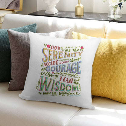 Serenity Prayer Hand Lettered Soft Skin-Friendly Throw Pillow