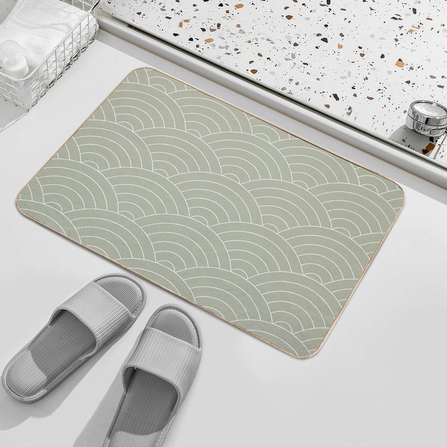 Waves (Linen Sage)  High-Traffic Bath Mat