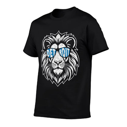 Funny Lion Lovers Wearing Glasses Retro Vintage Style  Summer-ready Fabric T-Shirt