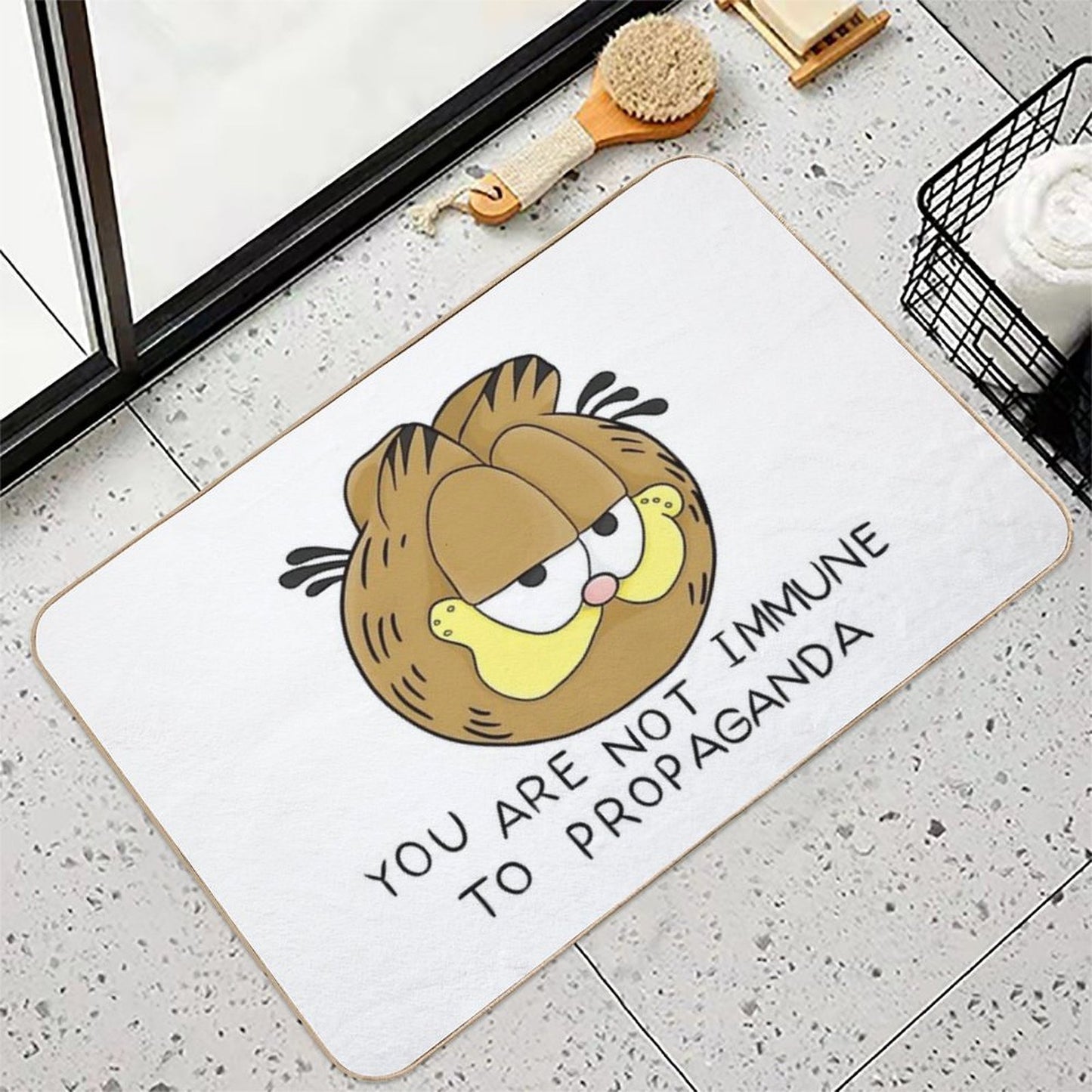 Garfield You Are Not Immune to Propaganda HD  Fade-Resistant Bath Mat
