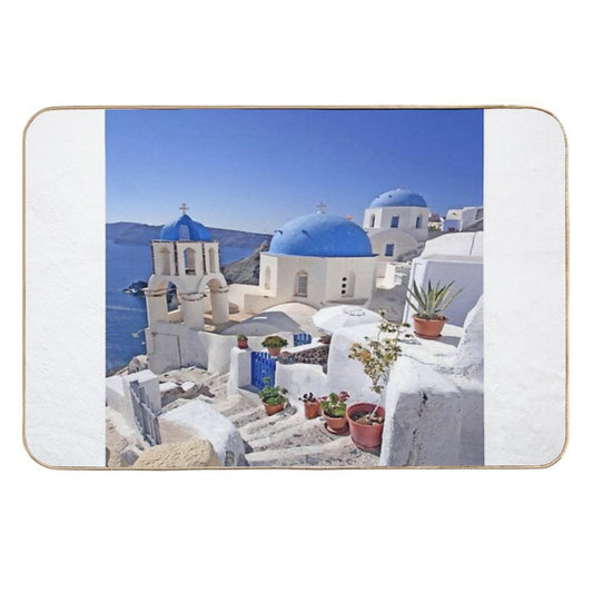 Greek Islands City  Long-Lasting Bath Mat