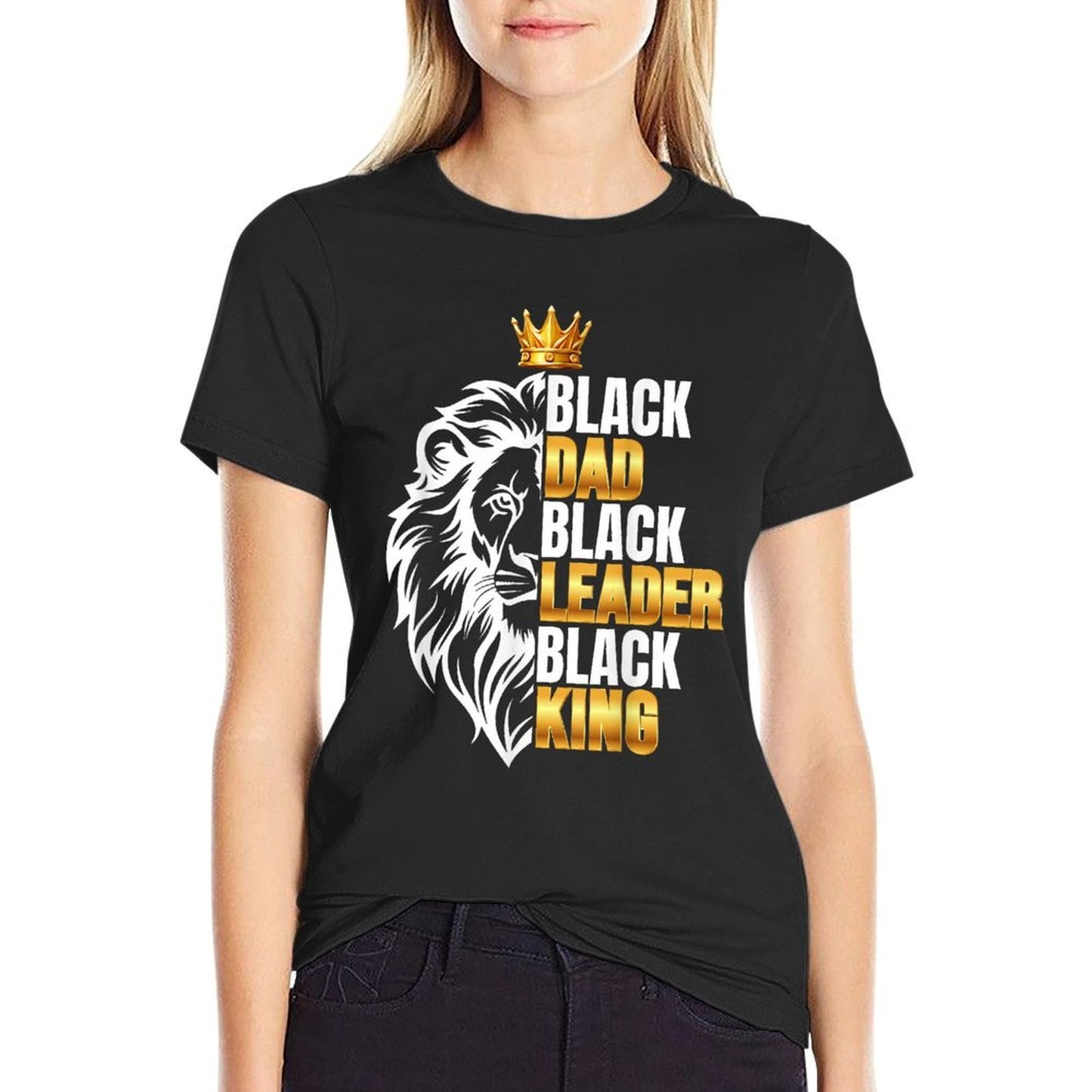 Black Men African Lion Father Day Dad Leader Black King  Relaxed-fit T-Shirt