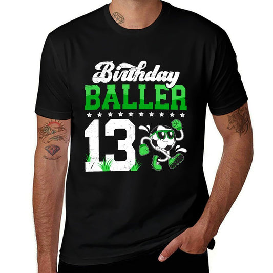 13th Soccer Birthday Party Thirteen Year Old Soccer Player  Slim-fit Cut T-Shirt