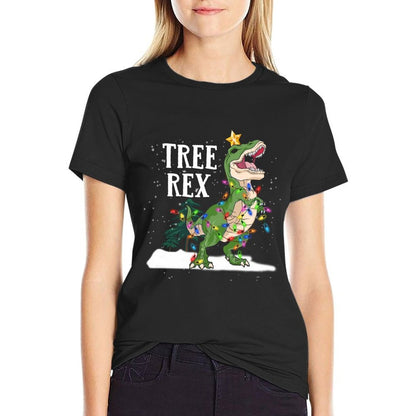 Dinosaur T-Rex Christmas Lights Funny Kid Men Boy Tree Rex  Graphic-printed T-Shirt