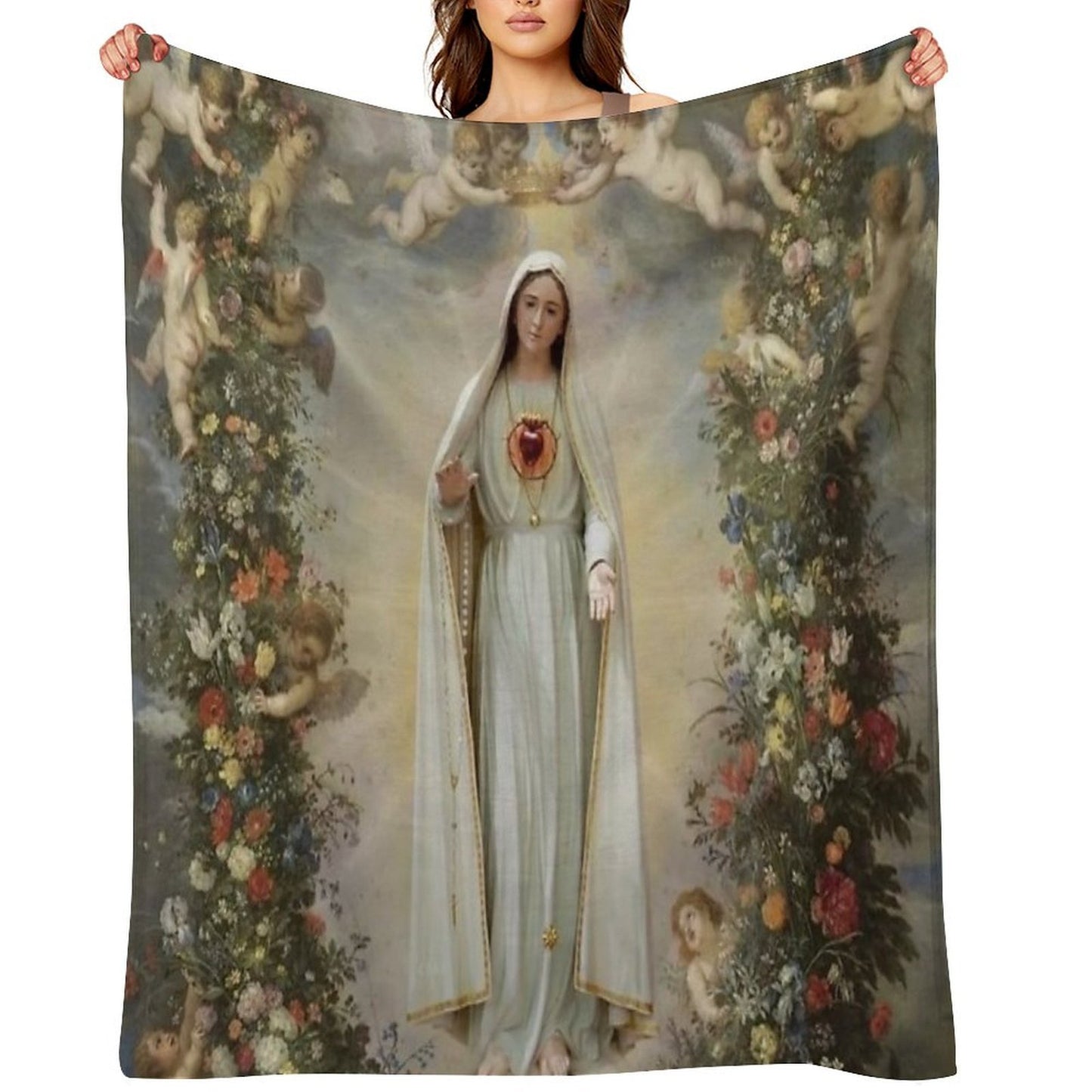 Virgin Mary Immaculate Heart of Mary Mother of God Our Lady Quick-dry Throw Blanket