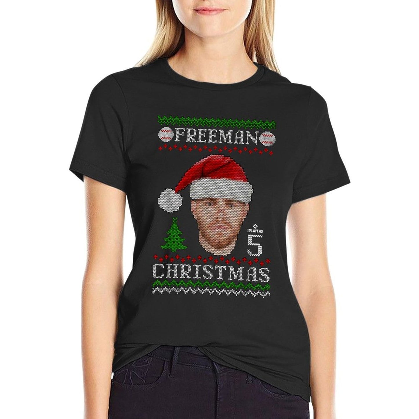 Freddie Freeman Los Angeles Baseball Christmas Sweater MLBPA  Heathered Texture T-Shirt