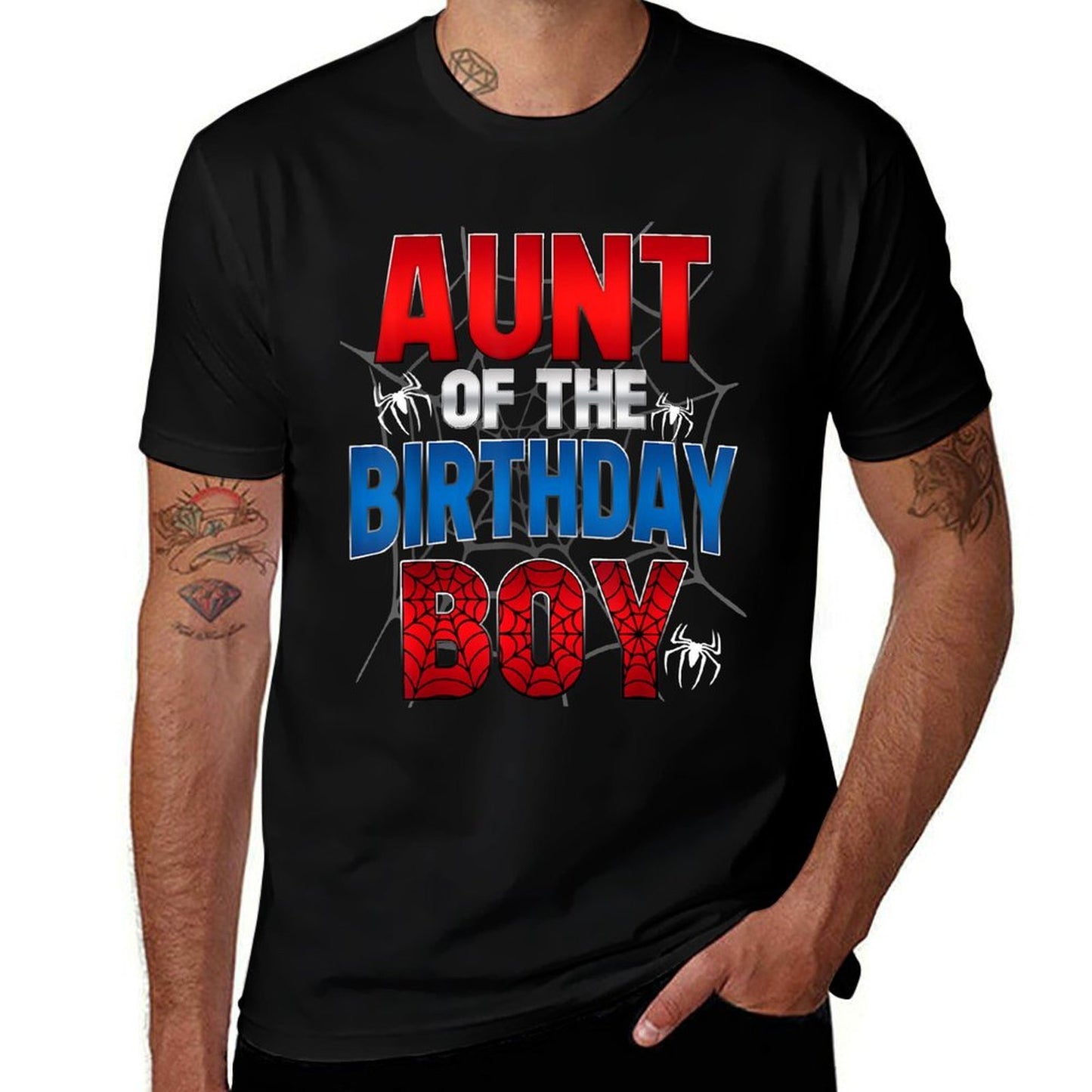 Aunt Of The Birthday Boy Matching Family Spider Web  Versatile T-Shirt