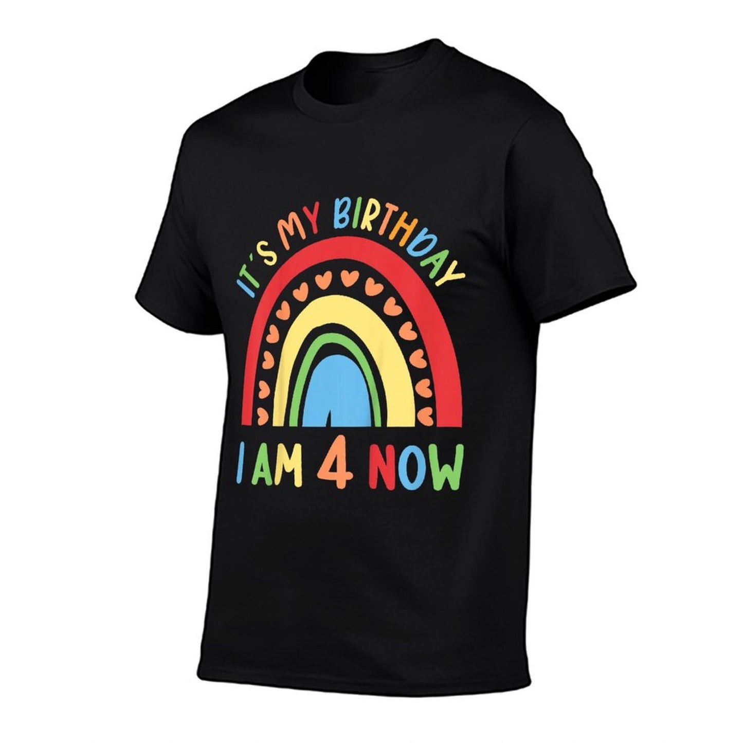 Kids 4 Years Old 4 Birthday Outfit Boy Girl Rainbow  Easy-care T-Shirt