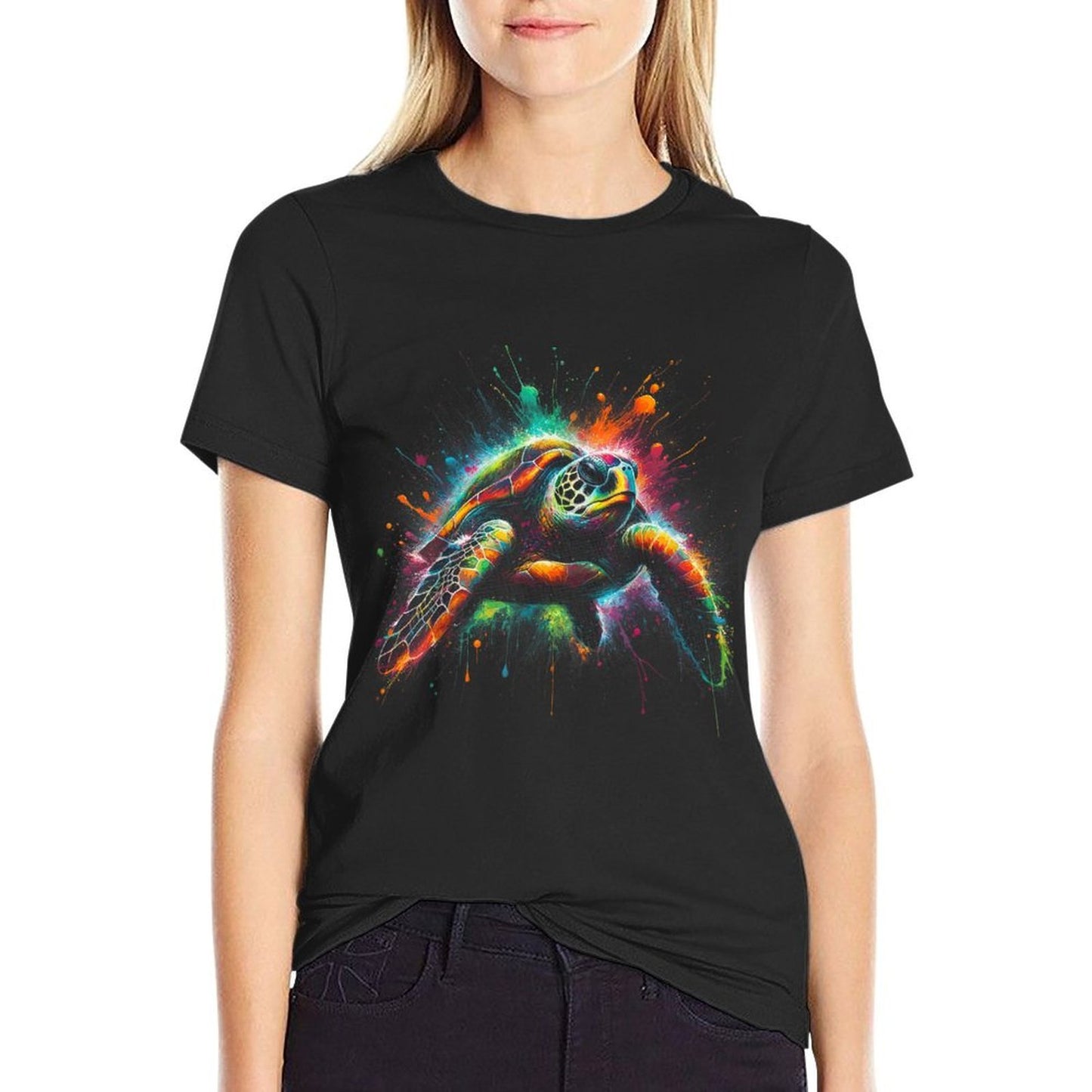 Sea Turtle Beach Lover Ocean Animal Graphic Novelty Womens  High-quality Stitching T-Shirt
