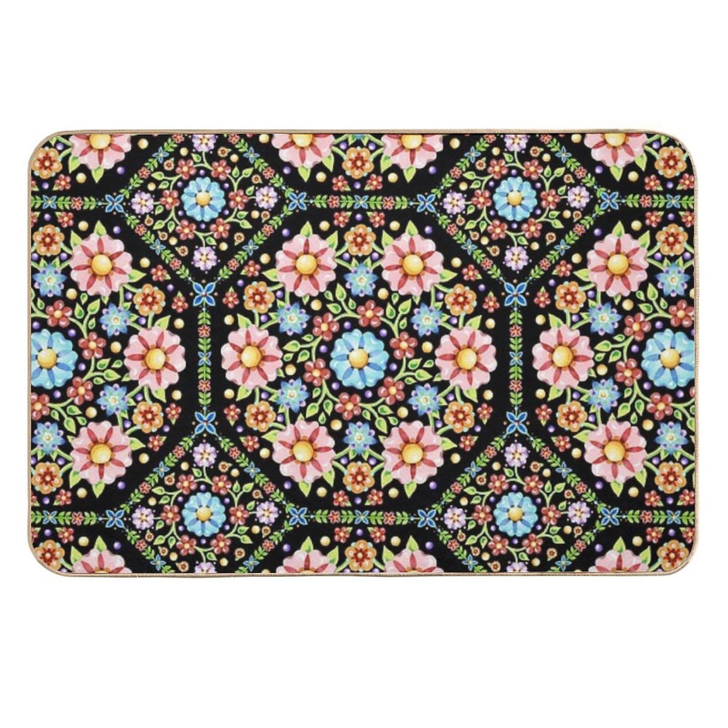 Millefiori Floral Flower Crown Durable Bath Mat
