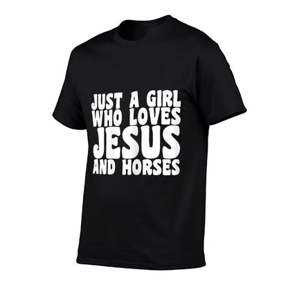 Just A Girl Who Loves Jesus And Horses Funny Christian Gift  Polyester Blend T-Shirt