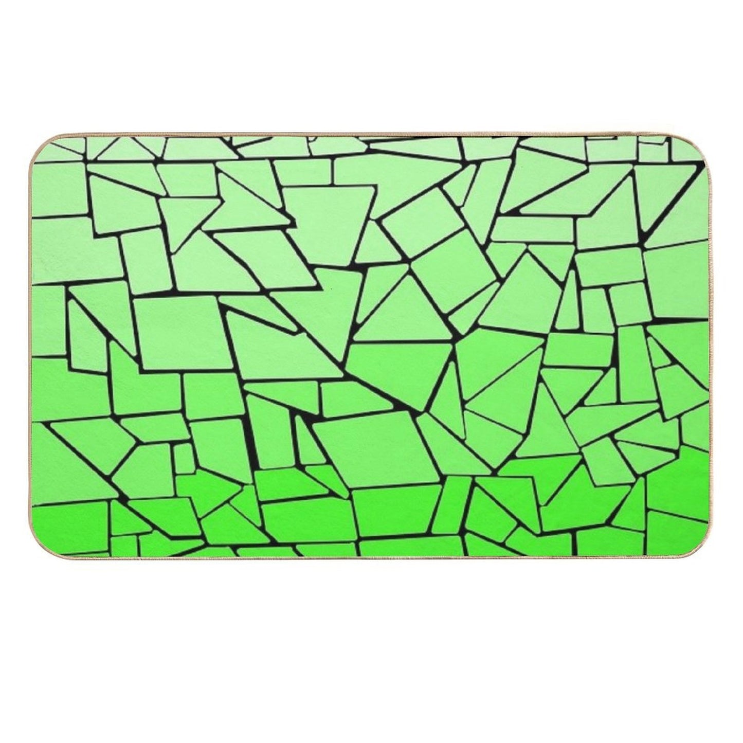 Green Gradient Tiles with Black Background  Rapid-Drying Bath Mat