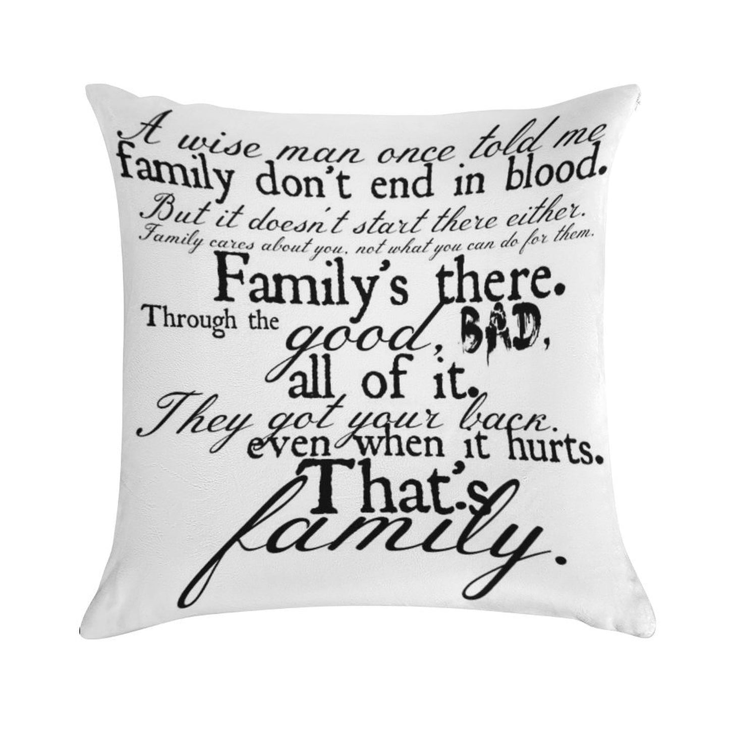 Family Don't End in Blood Soft Warmth Comfort Throw Pillow