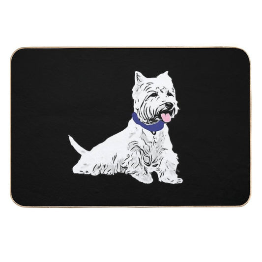 West Highland White Terrier Sitting Silhouette for Dog Lovers  Absorbent Bath Mat