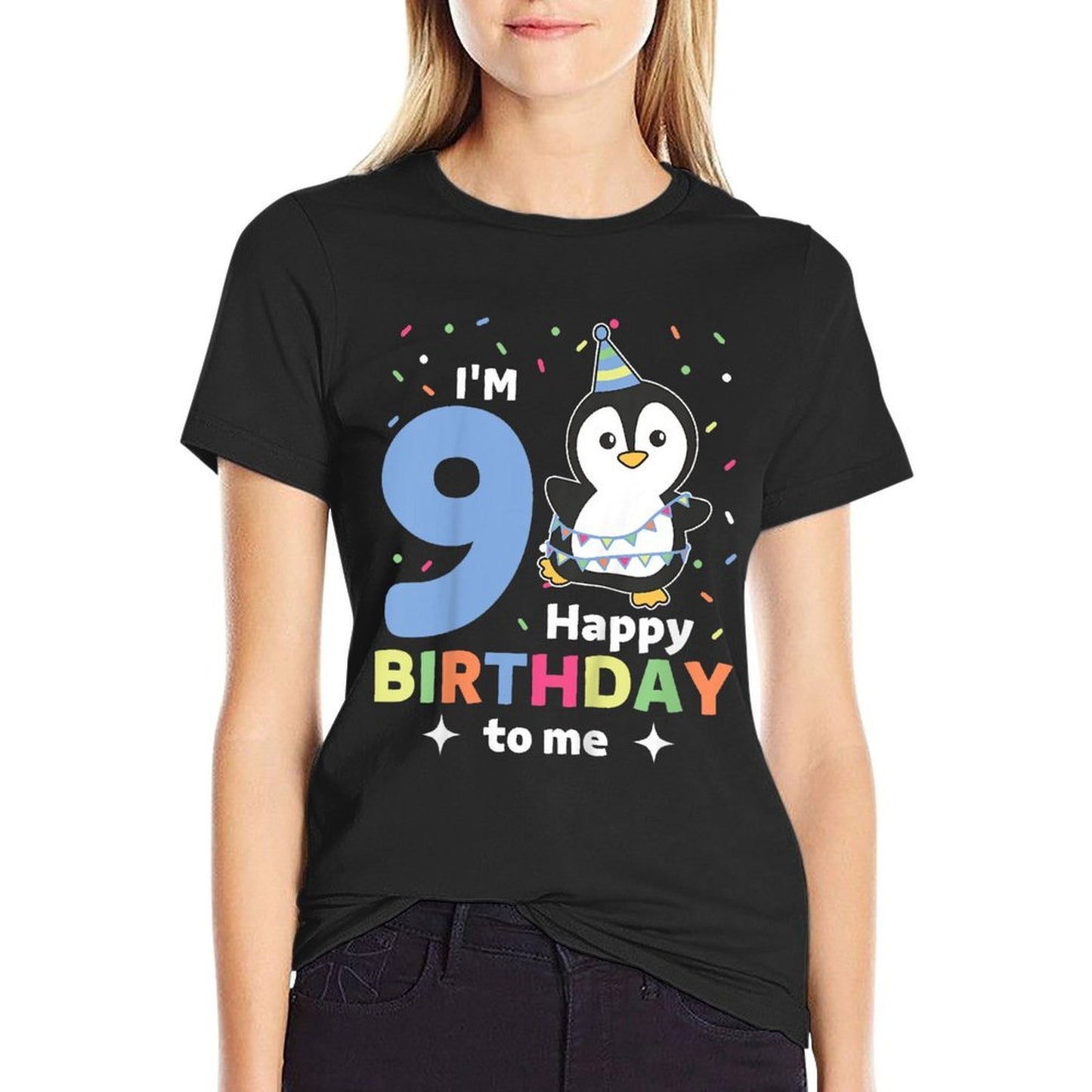 Kids Penguin For 9th Birthday For Children Nine Years Old Penguin  Versatile T-Shirt