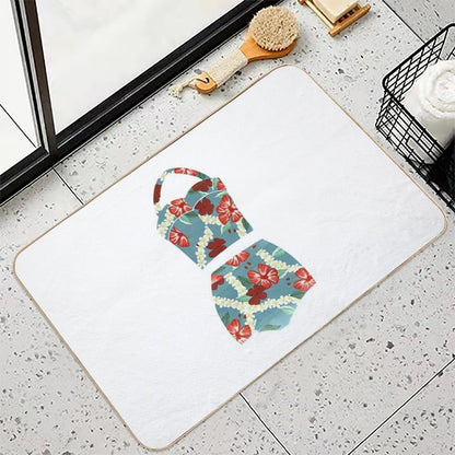 Vintage Blue Tropical Bathing Suit  Stain-Proof Bath Mat