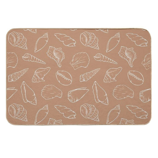 Seashell Outline on Sand Pattern  Stain-Proof Bath Mat
