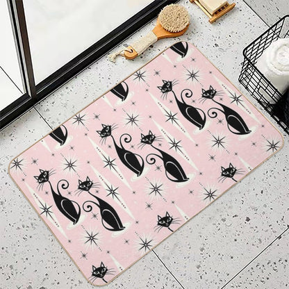 Mid Century Meow Retro Atomic Cats  Multi-Purpose Bath Mat