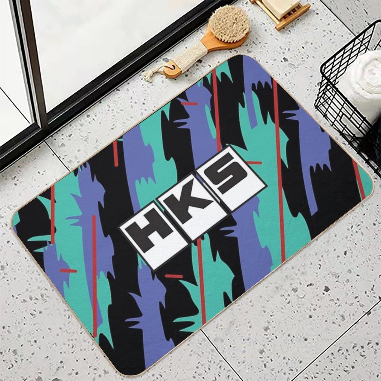 HKS Retro Pattern  Dirt-Trapping Bath Mat