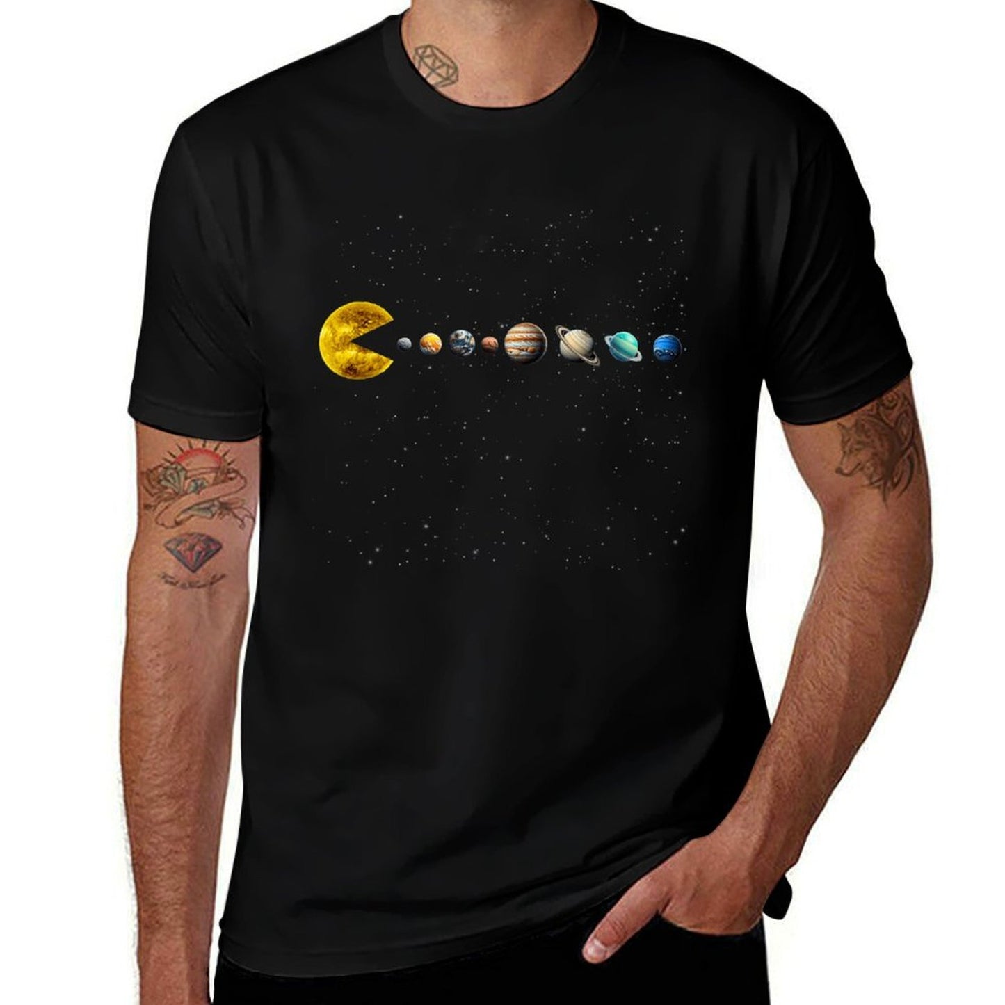 Funny Solar System - Astronauts Space Video Games  Cotton T-Shirt