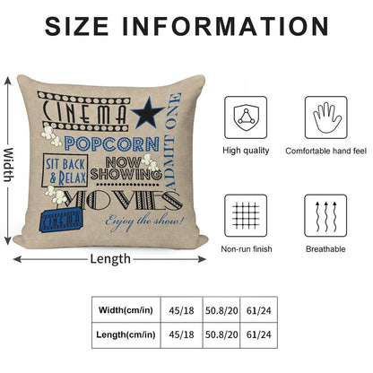Movie Theater Cinema Admit One Ticket Pillow-Blue Soft Skin-Friendly Throw Pillow