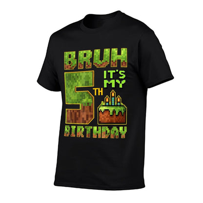 Birthday Boy 5 Year Old Bruh Its My 5th Bday Gamer Pixel  Lightweight T-Shirt