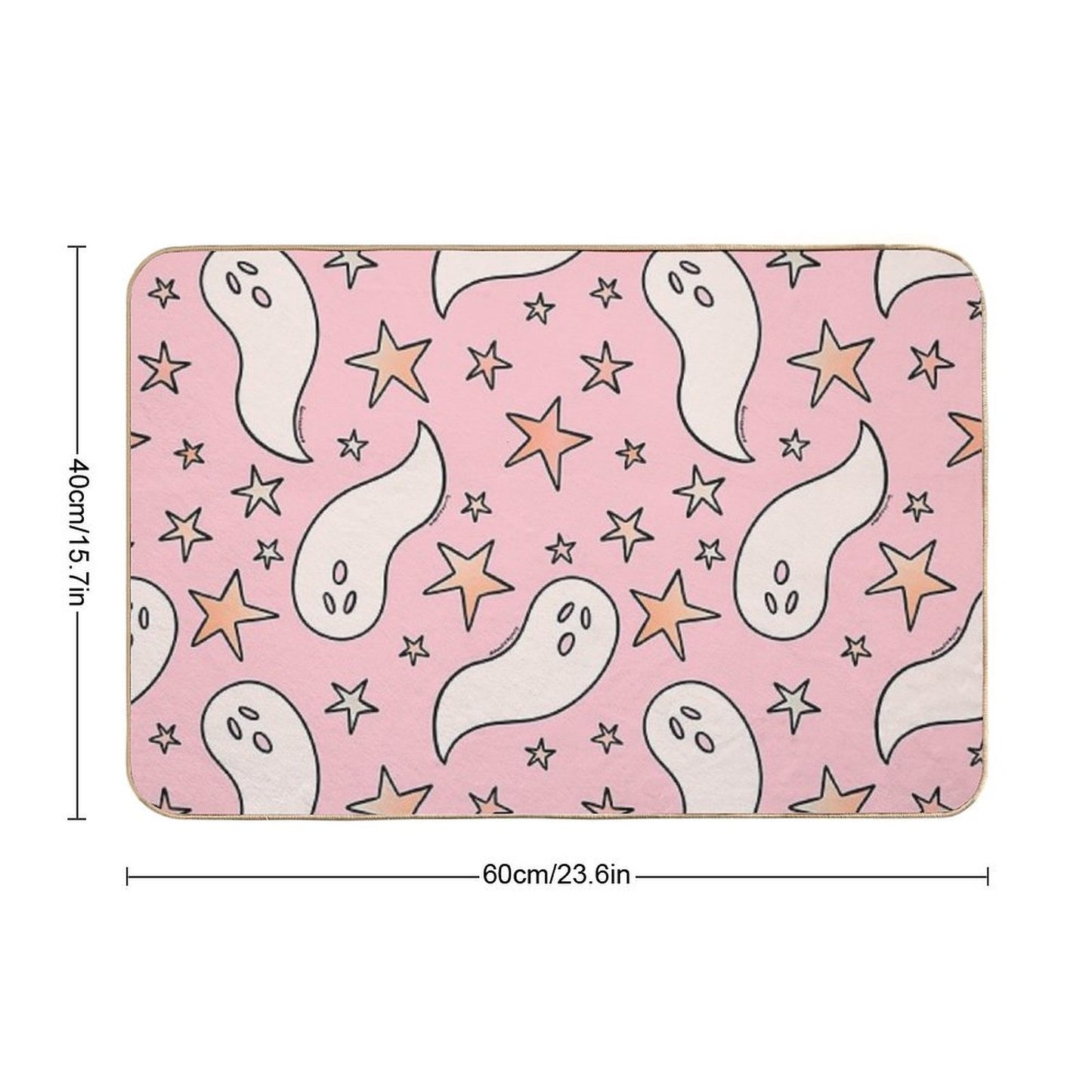 Pastel Ghost Print in Pinkp  Anti-Trip Bath Mat