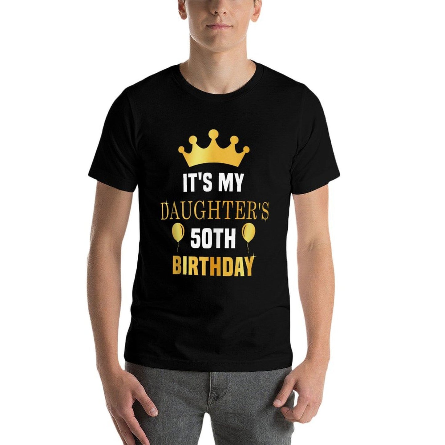 Its My Daughter's 50th Birthday 50 Years Old Golden Bday  Ribbed Collar T-Shirt