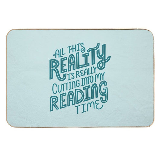 Reality Vs. Reading Book Nerd Quote Lettering  Pet-Safe Bath Mat