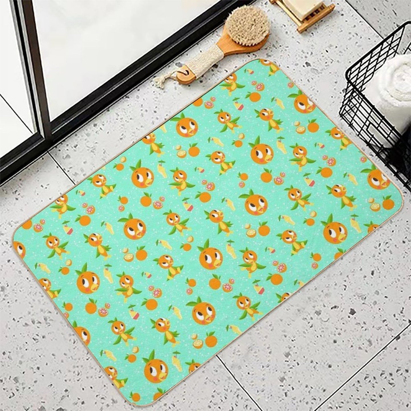 Orange Bird with Dole Whip  Repositionable Bath Mat